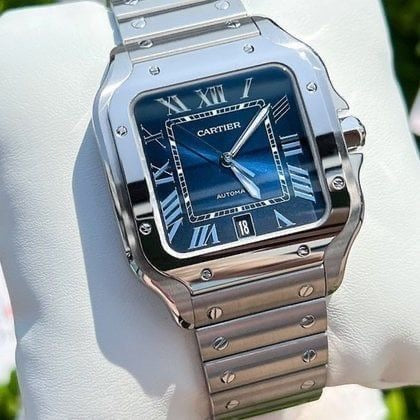 Montre Santos de Cartier bleu