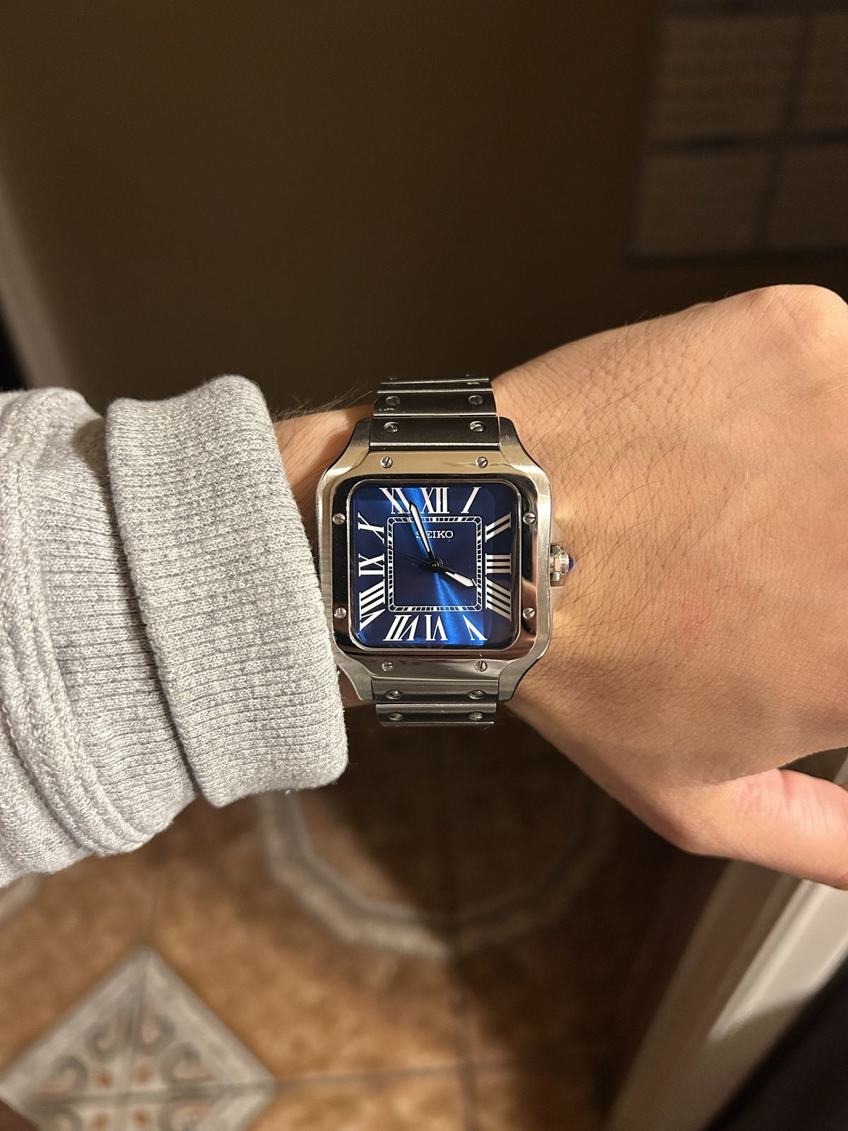 Montre Santos de Cartier bleu