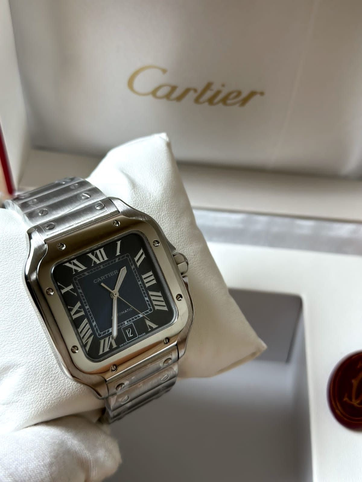 Montre Santos de Cartier bleu