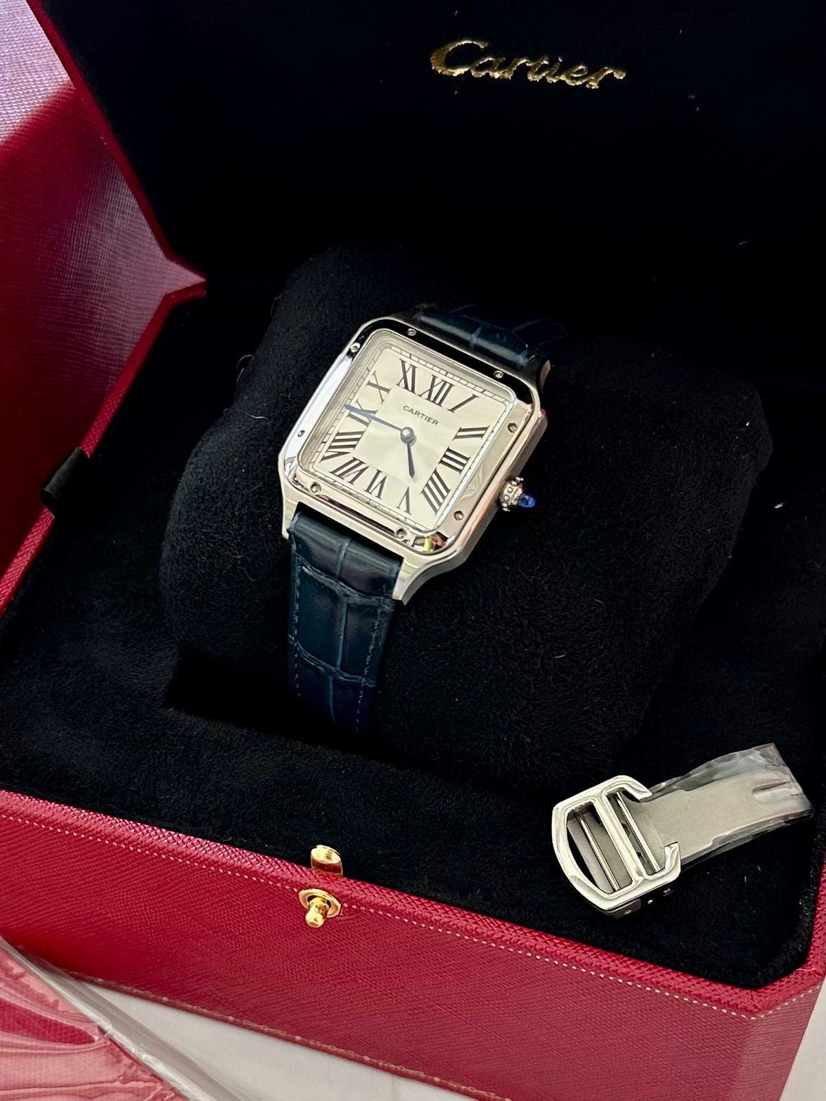 Cartier Santos-Dumont Large Model – Silver Dial – Alligator Strap