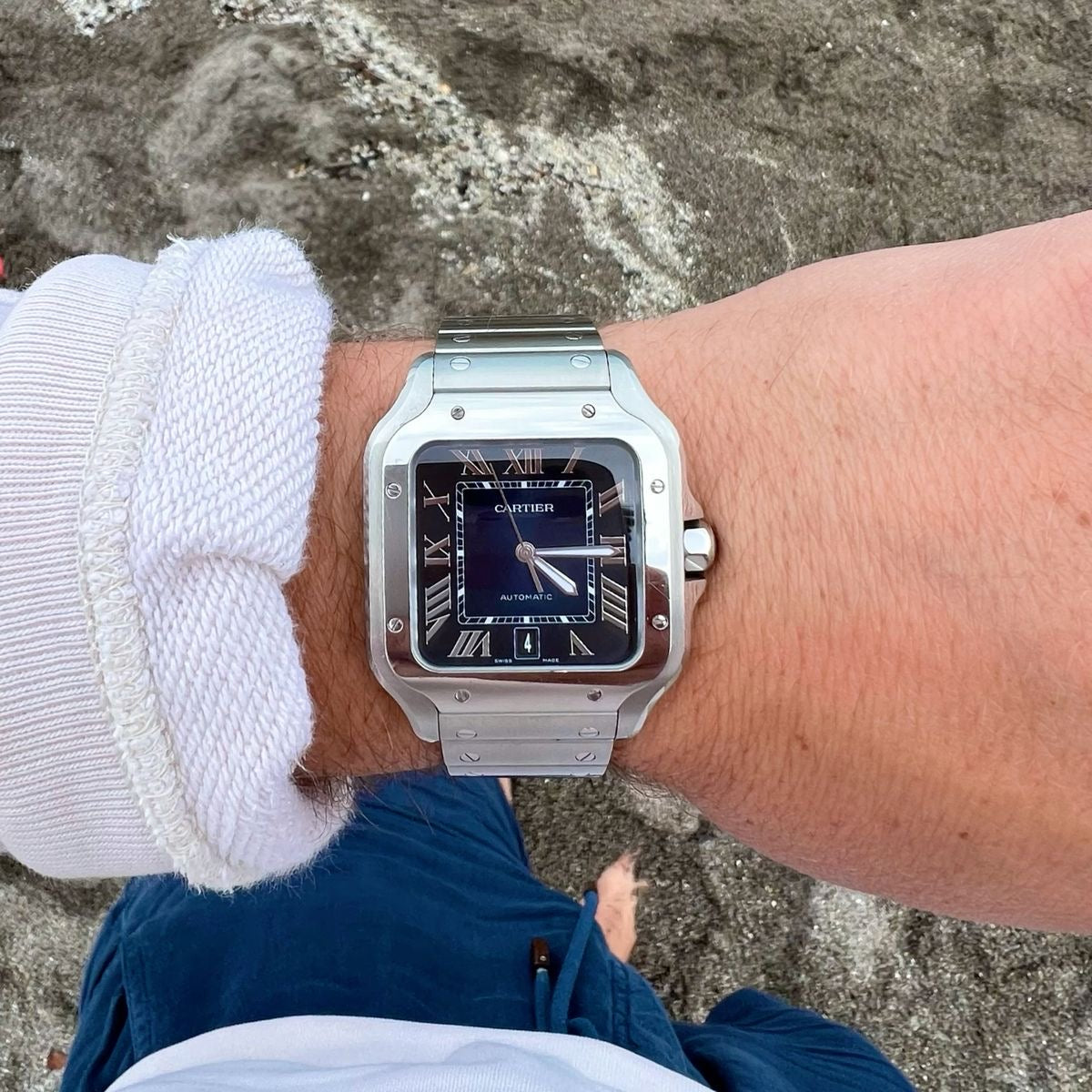Montre Santos de Cartier bleu