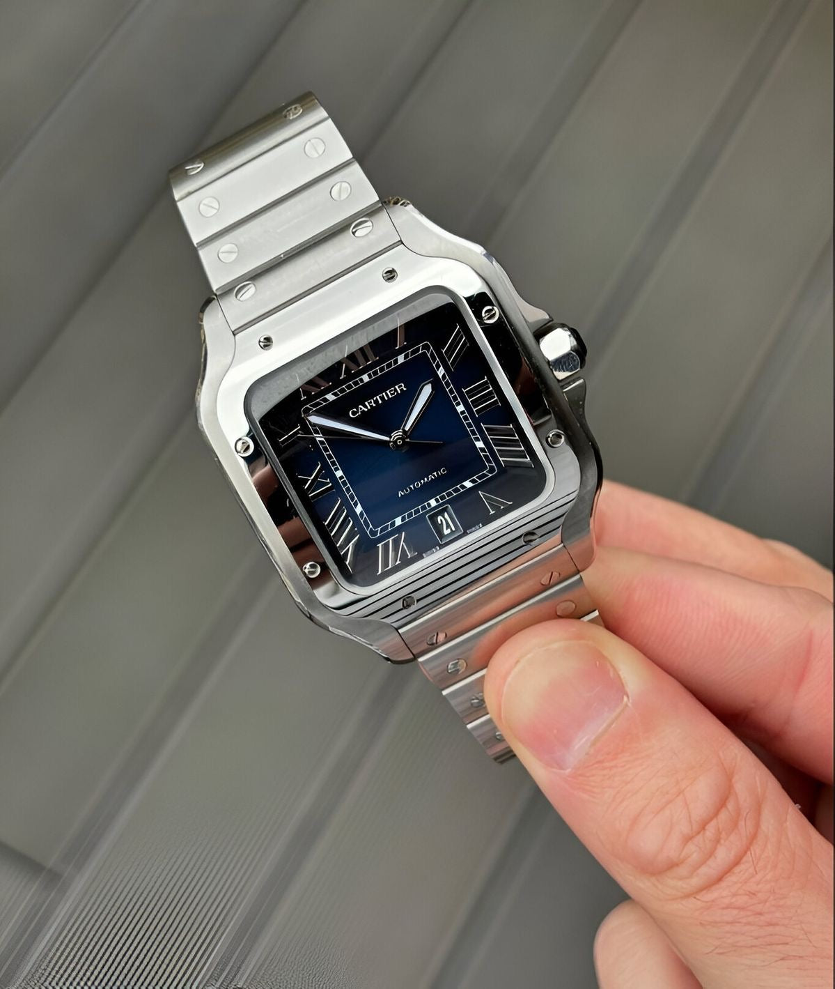 Montre Santos de Cartier bleu